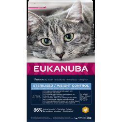 Ėdalas sterilizuotoms katėms EUKANUBA su vištiena 2 kg