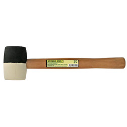 Plaktukas guminis juodas-baltas medine rankena 680g