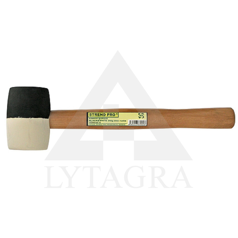 Plaktukas guminis juodas-baltas medine rankena 680g