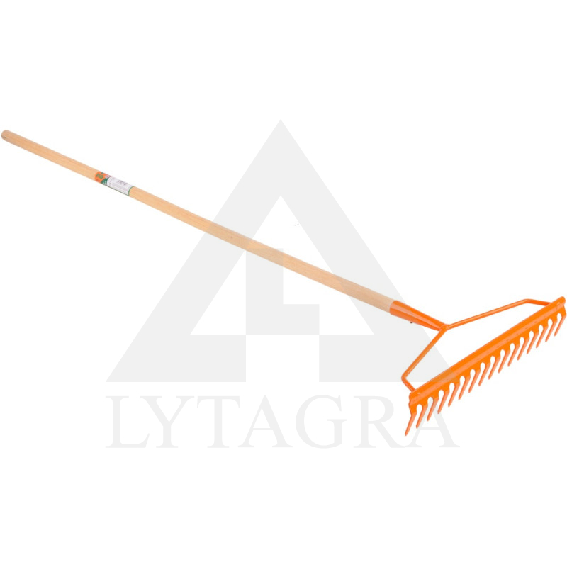 Grėblys metalinis su kotu Flo 140cm, 16 dantų