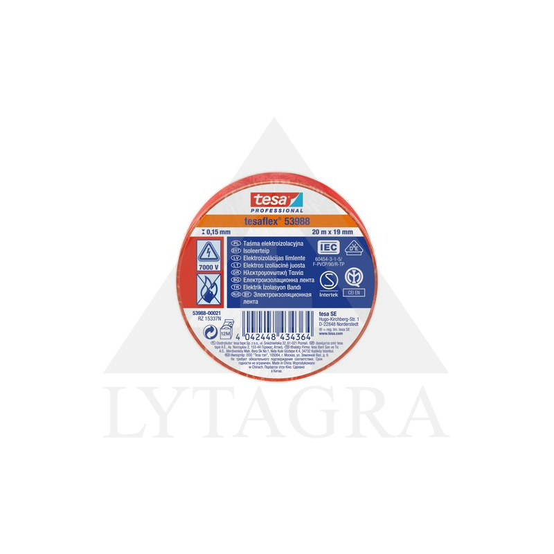 TESA izoliacinė juosta raudona 20mx19mm
