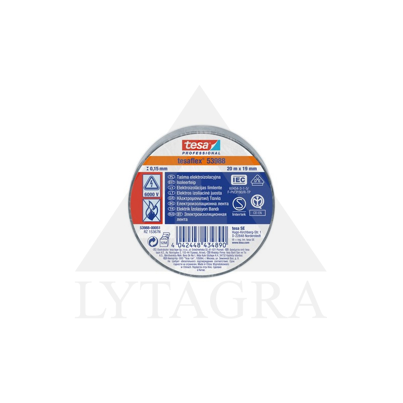 TESA izoliacinė juosta pilka 20mx19mm