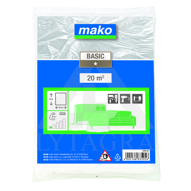 Uždanga HDPE BASIC 835012, 4 m x 12.5 m, 0.007 mm