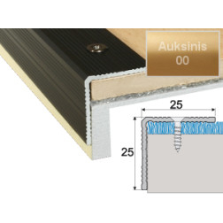 Profilis Effector A40 laiptams auksinis 120 cm 25x25 mm