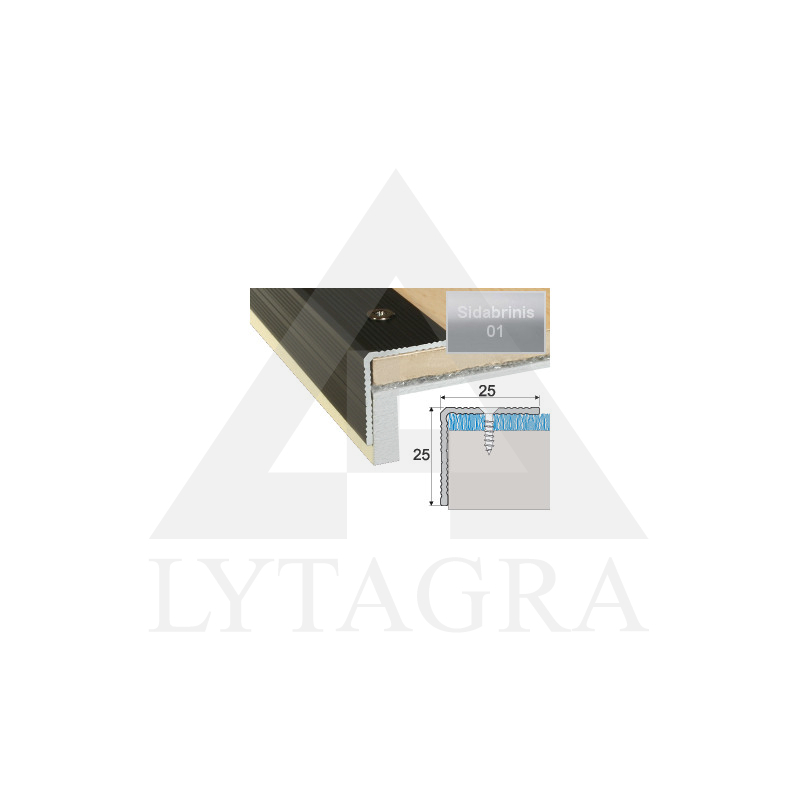 Profilis Effector A40 laiptams sidabrinis 120 cm 25x25 mm