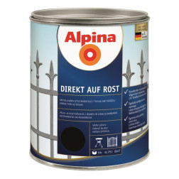 Antikoroziniai dažai  ALPINA DIREKT AUF ROST, RAL9005, 0,75 l, juodos spl., blizgūs