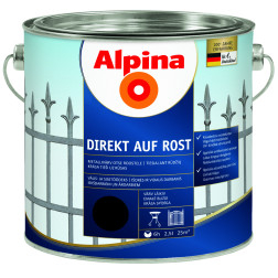 Antikoroziniai dažai  ALPINA DIREKT AUF ROST, RAL9005, 2,5 l, juodos spl., blizgūs