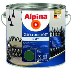 Antikoroziniai dažai  ALPINA DIREKT AUF ROST MATT, RAL6005, 2,5 l, žalios spl., matiniai Antikoroziniai dažai  ALPINA DIREKT AUF ROST MATT, RAL6005, 2,5 l, žalios spl., matiniai
