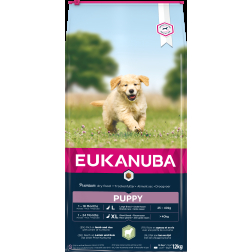 Ėdalas didelių veislių šuniukams  EUKANUBA su ėriena ir ryžiais 12 kg