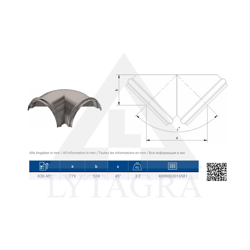 ORTAKIO DALYTUVAS K30 90°