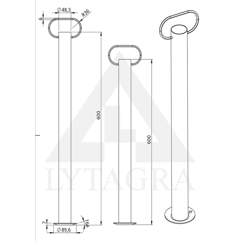 Plieninė cinkuota priekabos atrama 60cm