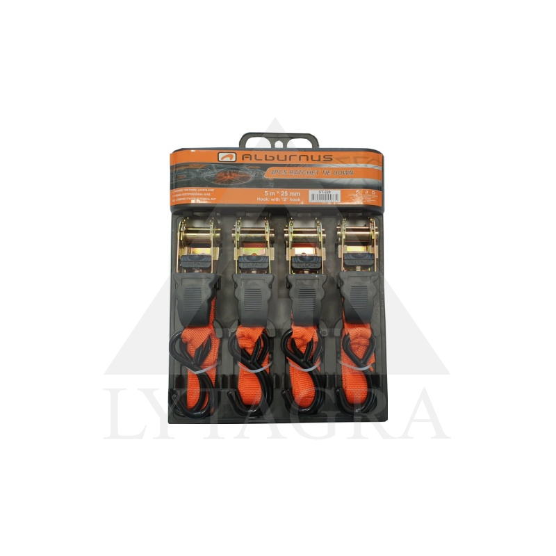 KROVINIO TVIRTINIMO JUOSTA 5M   25MM 4 VNT