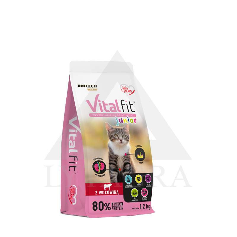 Ėdalas kačiukams Vitalfit su jautiena 1,2 kg