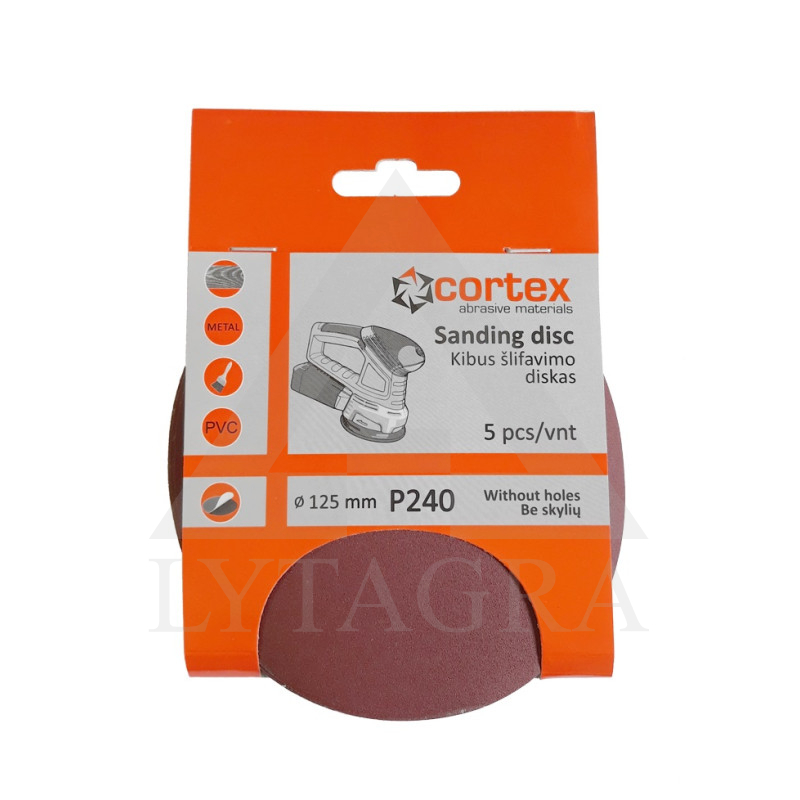 Diskas kibus Cortex P240 125mm 8 skyl ( 5 vnt )