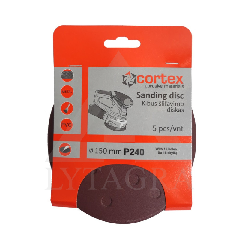 Diskas kibus Cortex P240 150mm 15 skyl ( 5 vnt )