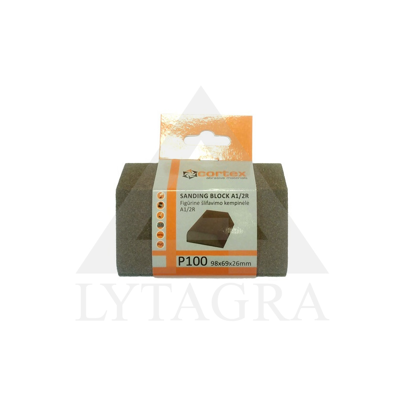 Kempinė šlifavimui 98x69x26 A1/2R P100 AO (figūrinė) Cortex