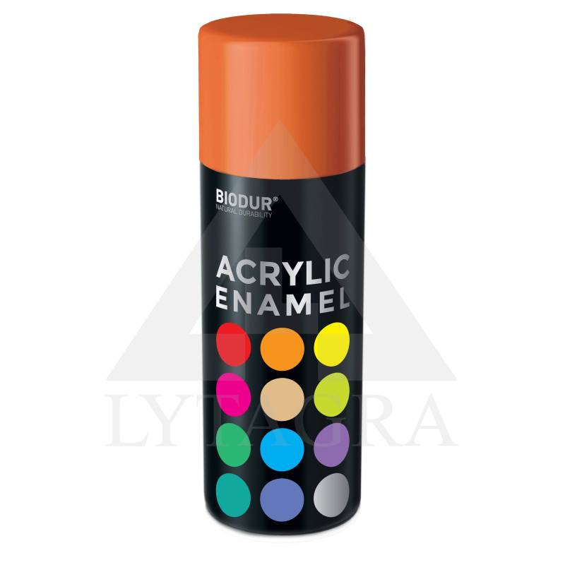 Akrilinė aerozolinė emalė BIODUR, oranžinė RAL2004, 400 ml