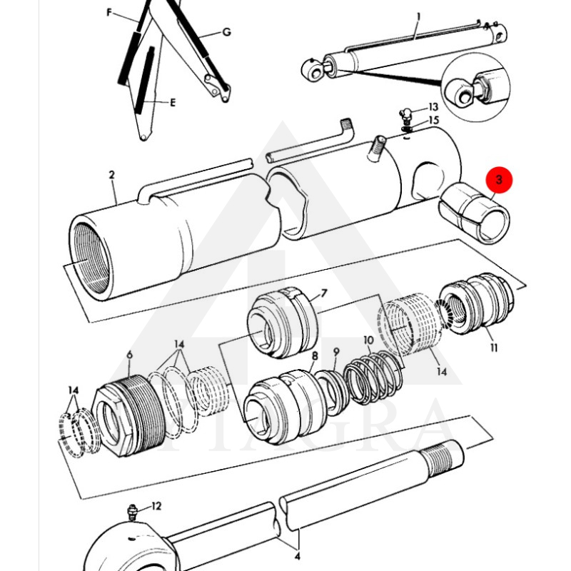 Įvorė 1209/0023 JCB 53x59x115mm