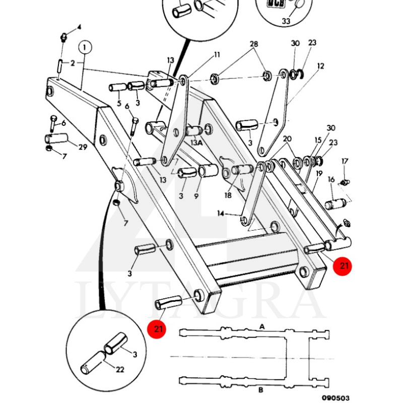 Įvorė 1208/0032 JCB 45,95x51,50x172