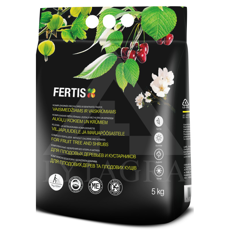 FERTIS kompleksinės bechlorės ir benitratės trąšos vaismedžiams ir vaiskrūmiams, 5kg