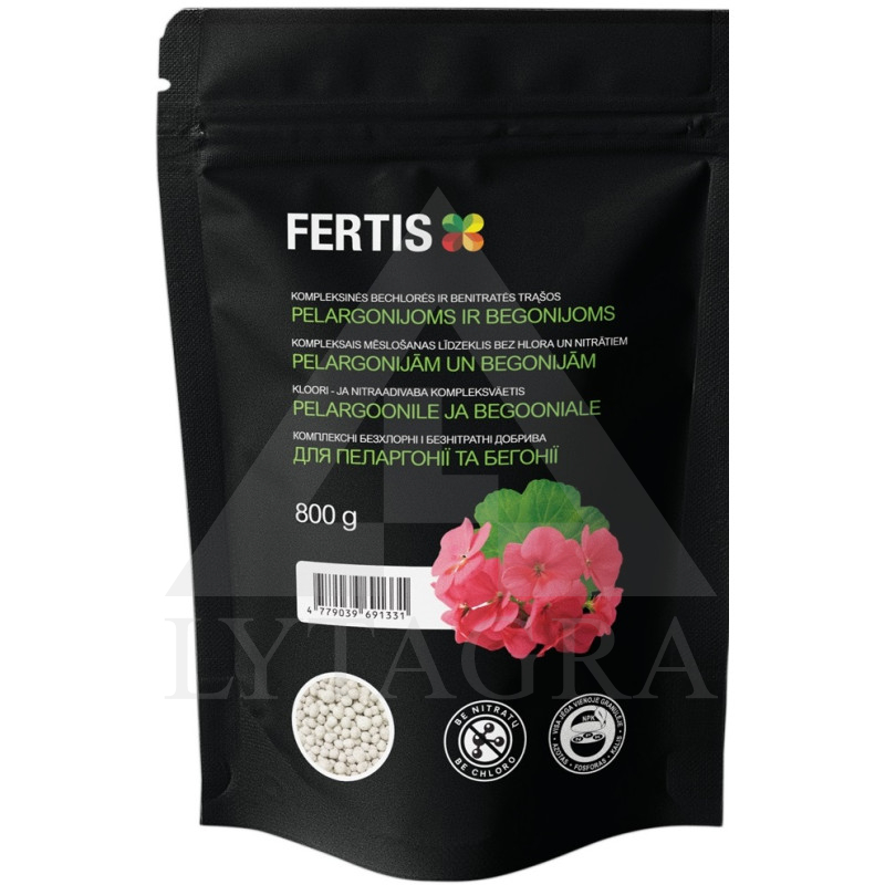 Fertis kompleksinės trąšos "Pelargonijoms ir begonijoms", be chloro ir nitratų, 0.8 kg