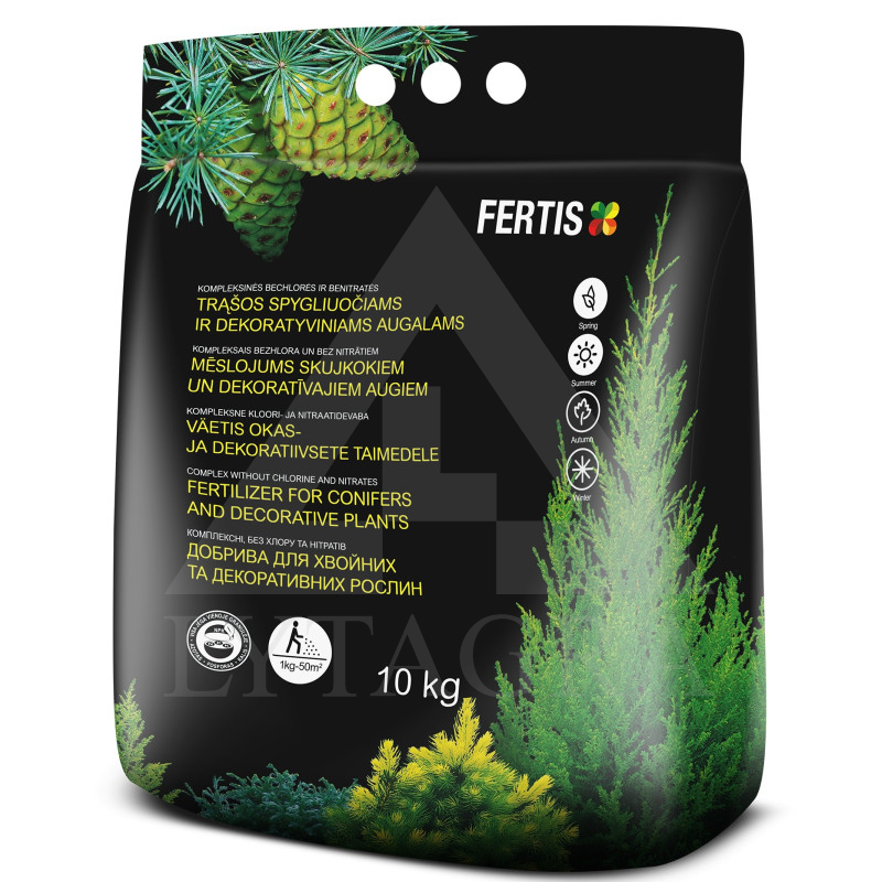 FERTIS kompleksinės trąšos spygliuočiams ir dekoratyviniams augalams, be chloro ir nitratų, 10 kg