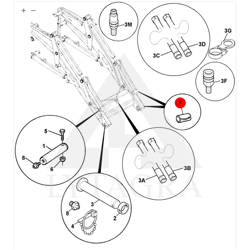 Įvorė 1208/0023 JCB 46x52x114mm