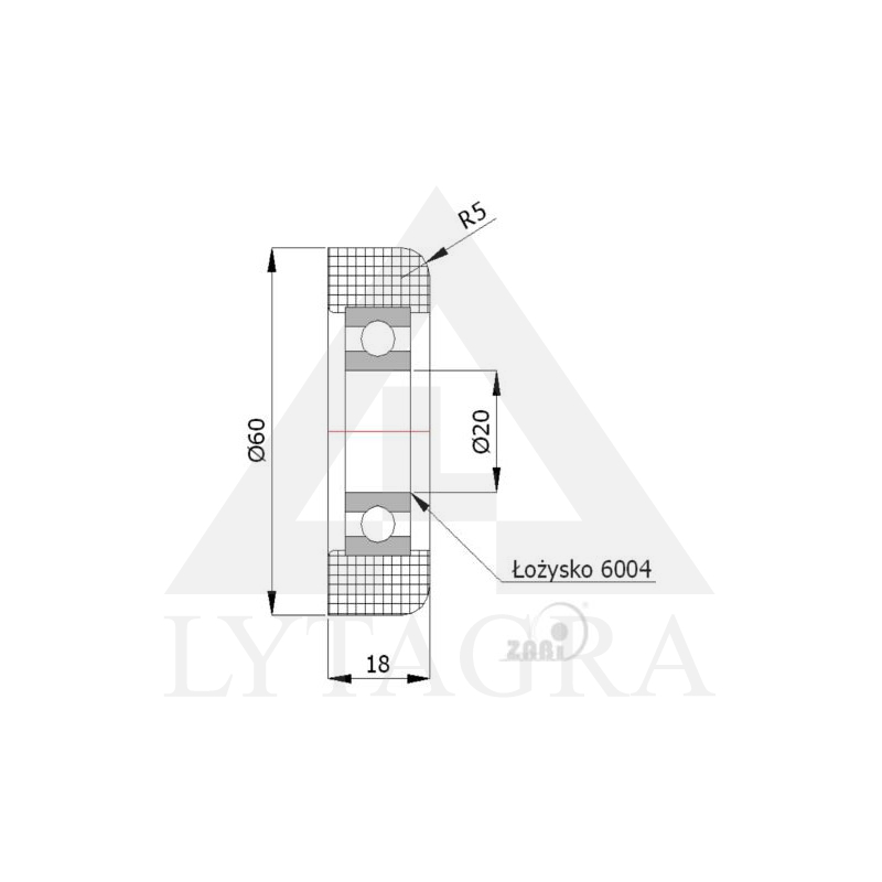 Ratukas plastikinis vartams Zabi R-60.5, D60.5 60kg