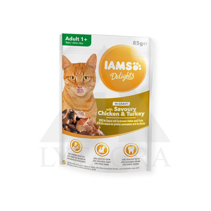 Konservai  katėms padaže IAMS su vištiena ir kalakutiena 85 g 81602924