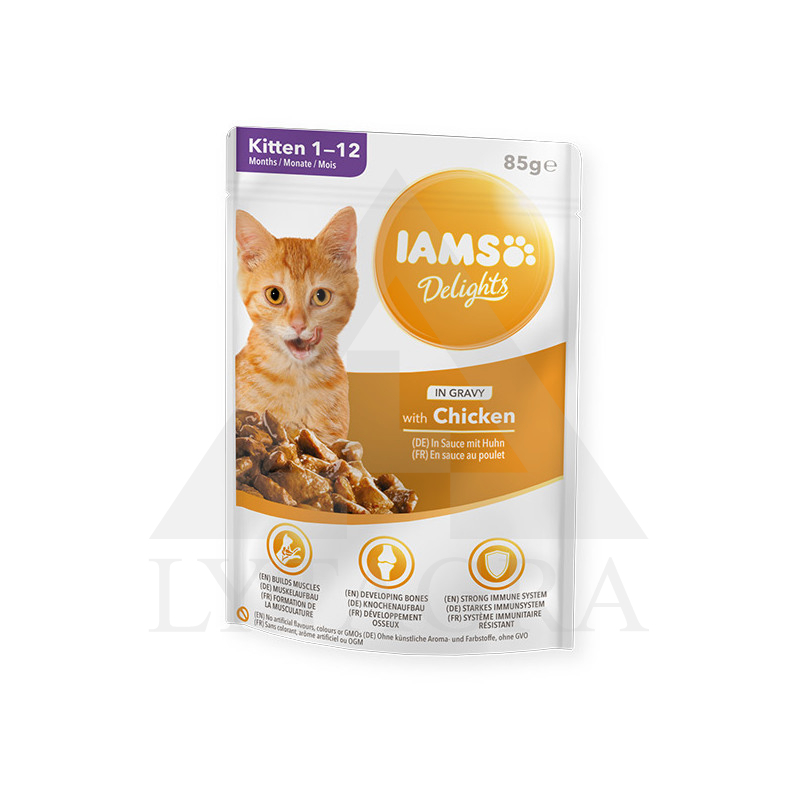 Konservai  kačiukams padaže IAMS su vištiena 85 g 81602929