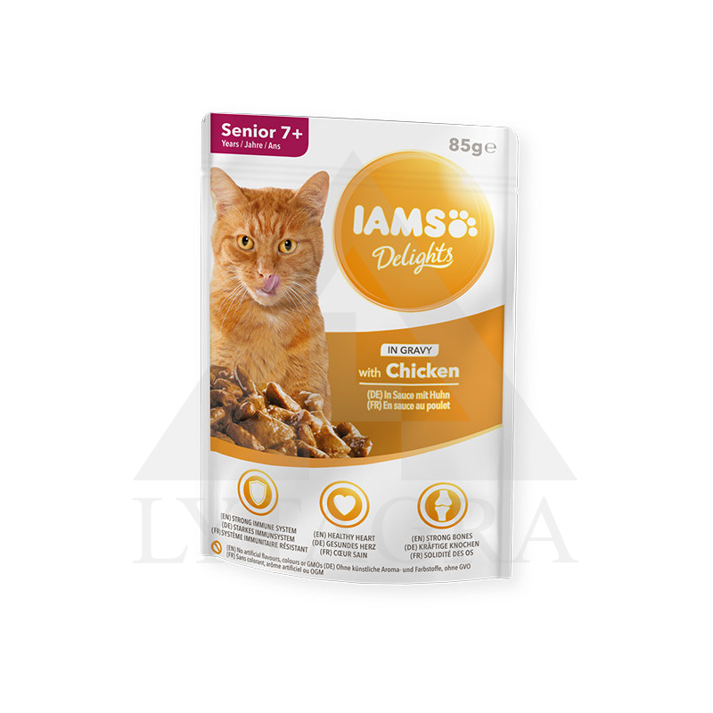 Konservai  senyvoms katėms padaže IAMS su vištiena 85 g 81602931