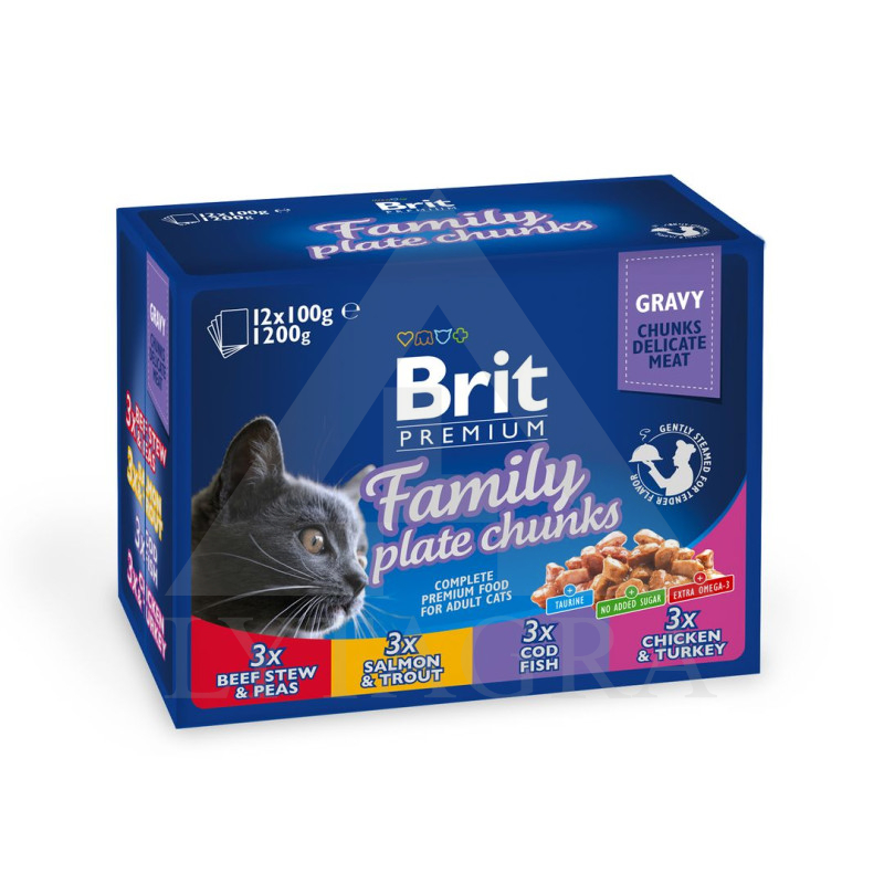 Brit Premium konservai katėms maiš. Family Plate 1200 g (12x100 g)