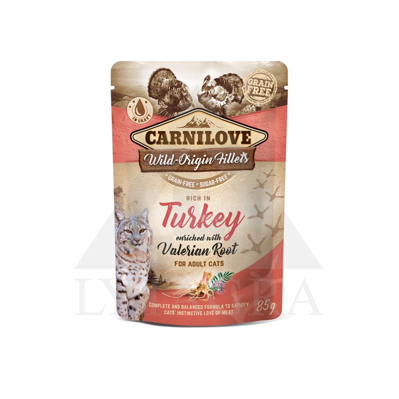 Carnilove konservai katėms maišelyje su kalakutiena ir valerijonu 85 g