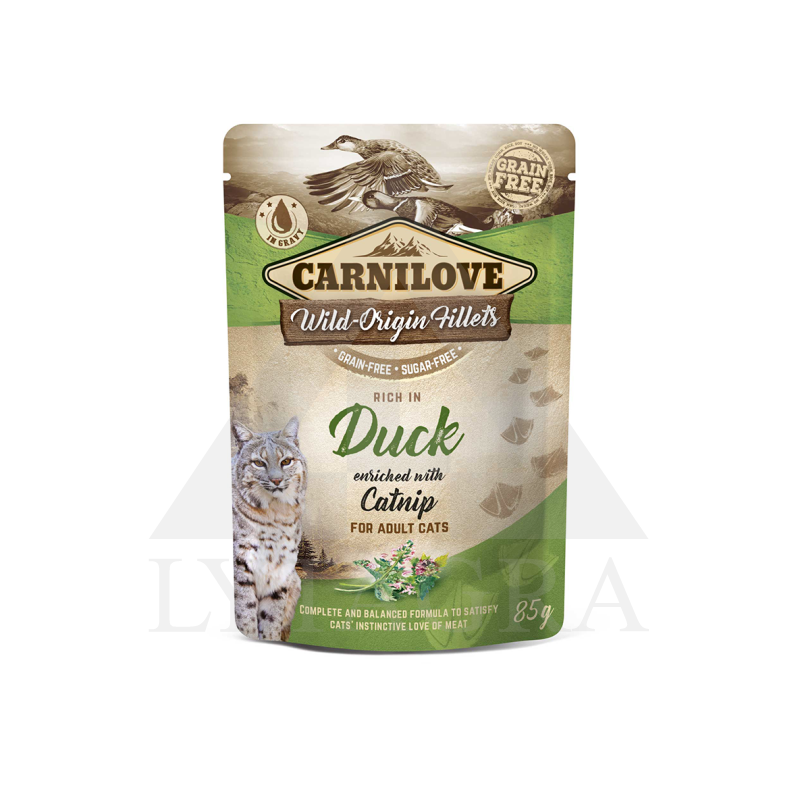 Carnilove konservai katėms maišelyje su antiena ir katžole 85 g