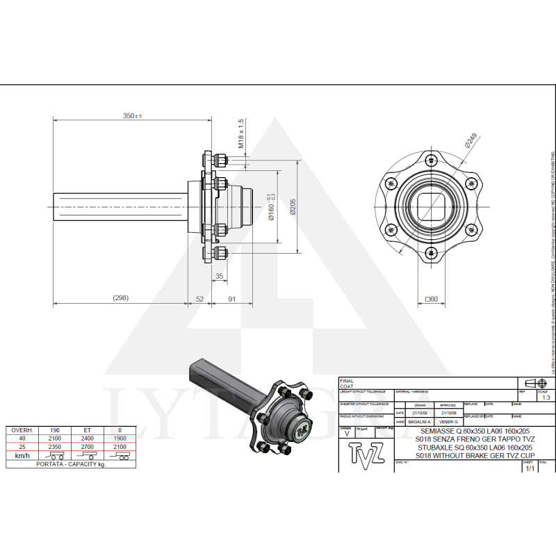 Stebulė TVZ Q60x350/6M18/160/205
