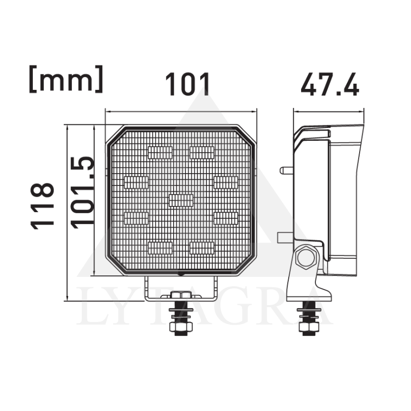 LED darbo žibintas 35W  3800lm  (plataus spindulio)  OSRAM P8  ECE R10
