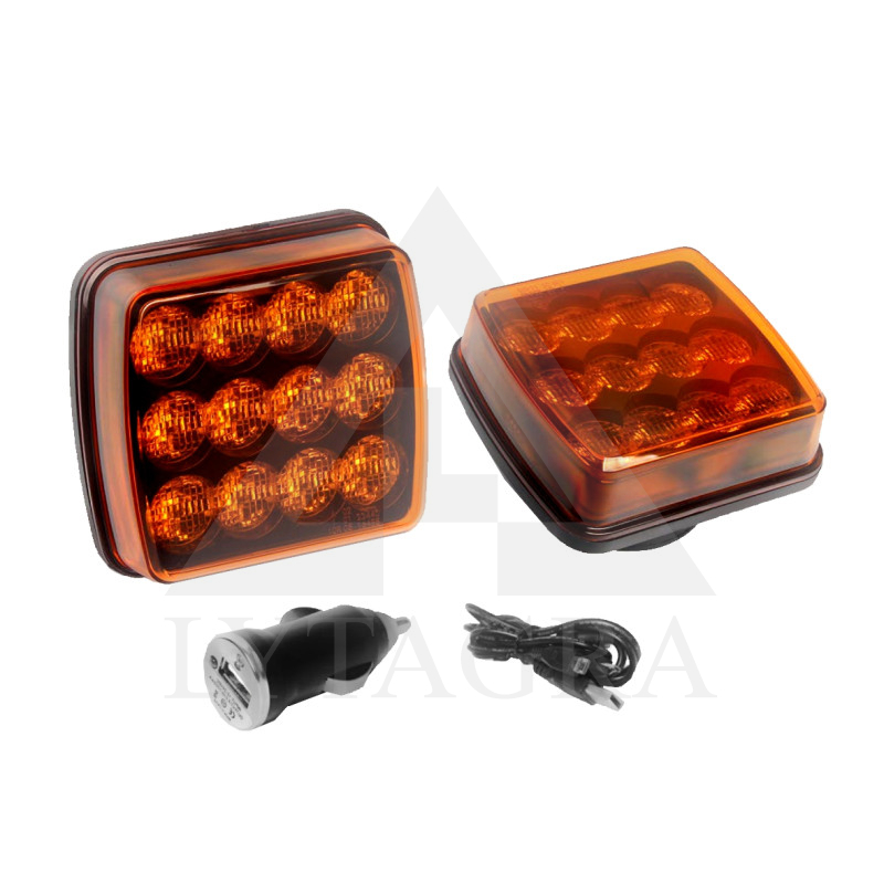 LED švyturėlių pakraunamas komplektas, oranžinis, belaidis, magnetinis