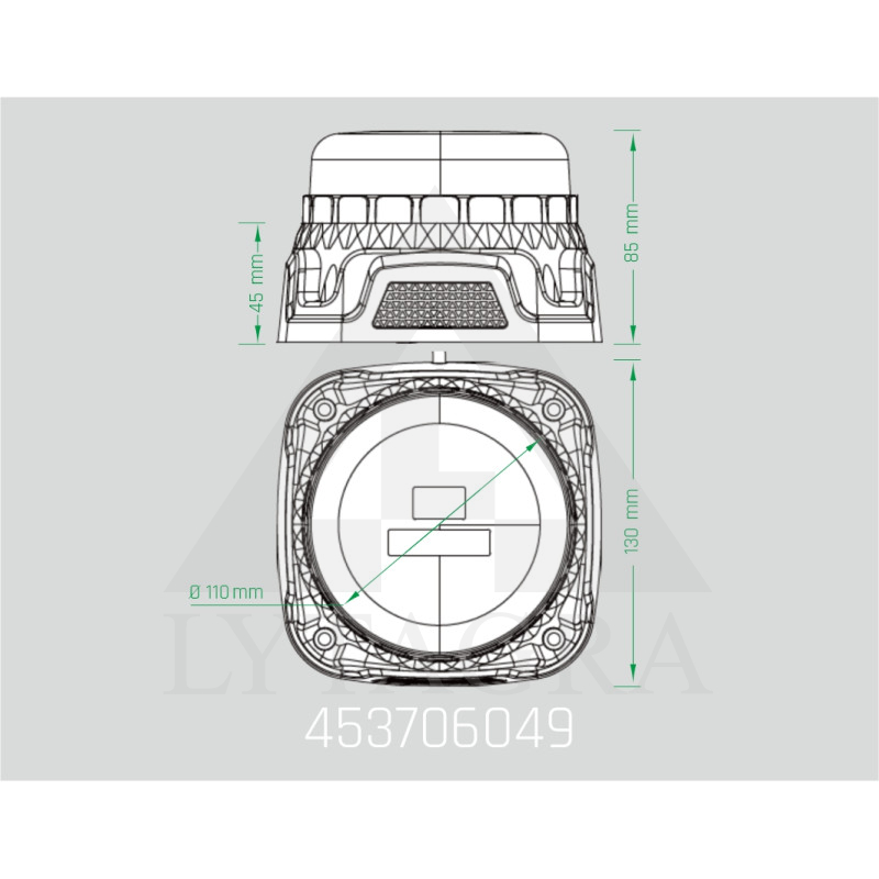 LED švyturėlis oranžinis, su atbulinės eigos garsiniu signalu (prisukamas) 12-24 V