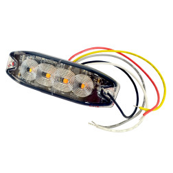 LED švyturėlis geltonas, 4 LED blykstė, (19 funkcijų), tvirtinamas varžtais, klijuojamas  9W,12/24V