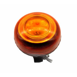 LED švyturėlis geltonas, mini (86x138mm) su vibracijai atspariu laikikliu, 12/24V