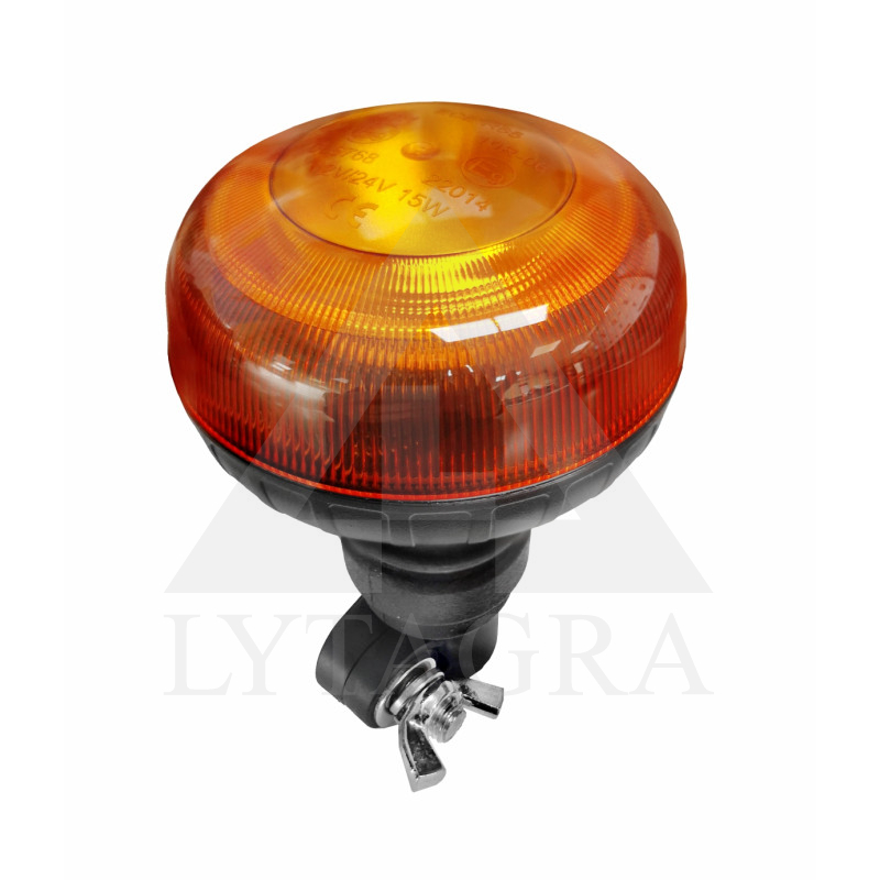 LED švyturėlis geltonas, mini (86x138mm) su vibracijai atspariu laikikliu, 12/24V