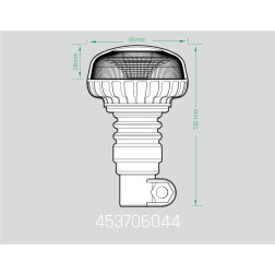 LED švyturėlis geltonas, mini (86x138mm) su vibracijai atspariu laikikliu, 12/24V