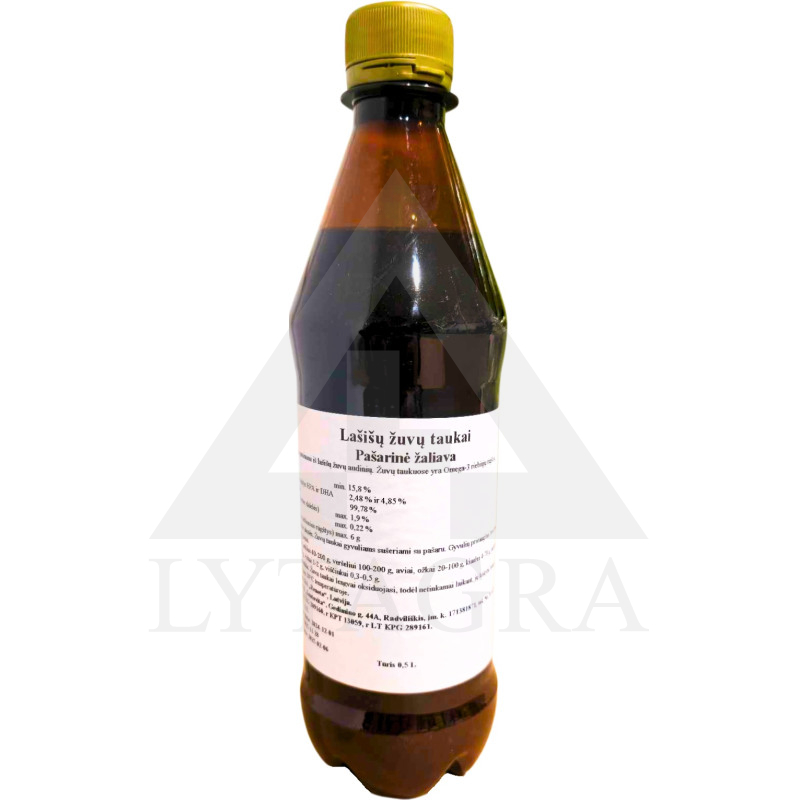 Lašišų žūvų taukai - pašarinė žaliava 0,5 l