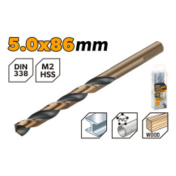 Grąžtai metalui 5x86mm DIN338 / 10 vnt  / Tosen 75117