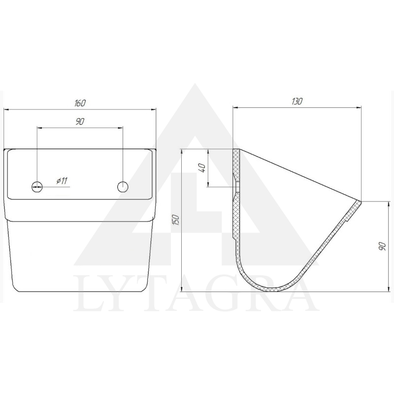 Plastikinis norijos kaušas 160mm