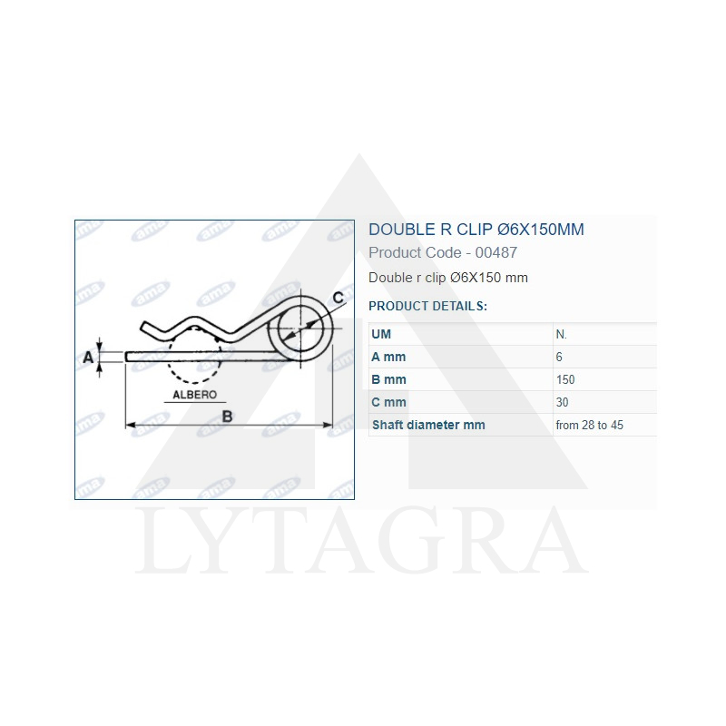 Dvigubas R spaustukas 6x150mm 5 vnt
