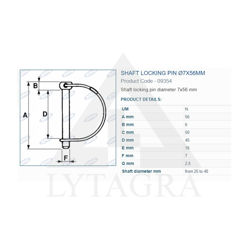 Fiksavimo kaištis 7x56mm 5 vnt