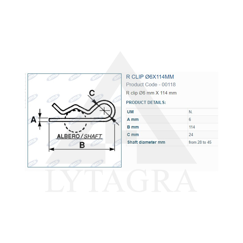 Fiksatorius kaištinis 6x114mm 5 vnt