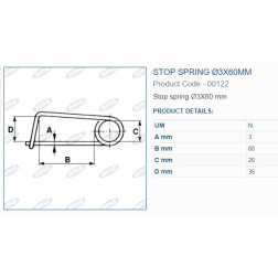Užsegamas kaištis 3x60mm 5 vnt