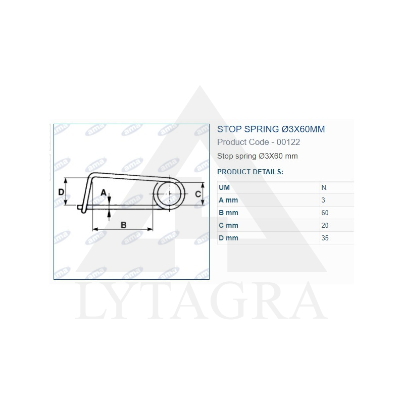 Užsegamas kaištis 3x60mm 5 vnt